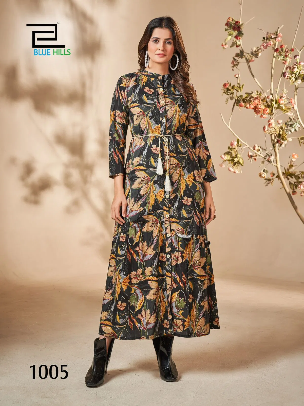 Sajni By Blue Hills Rayon Printed Party Wear Long Kurtis Wholesale Market In Surat